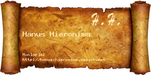 Hanus Hieronima névjegykártya